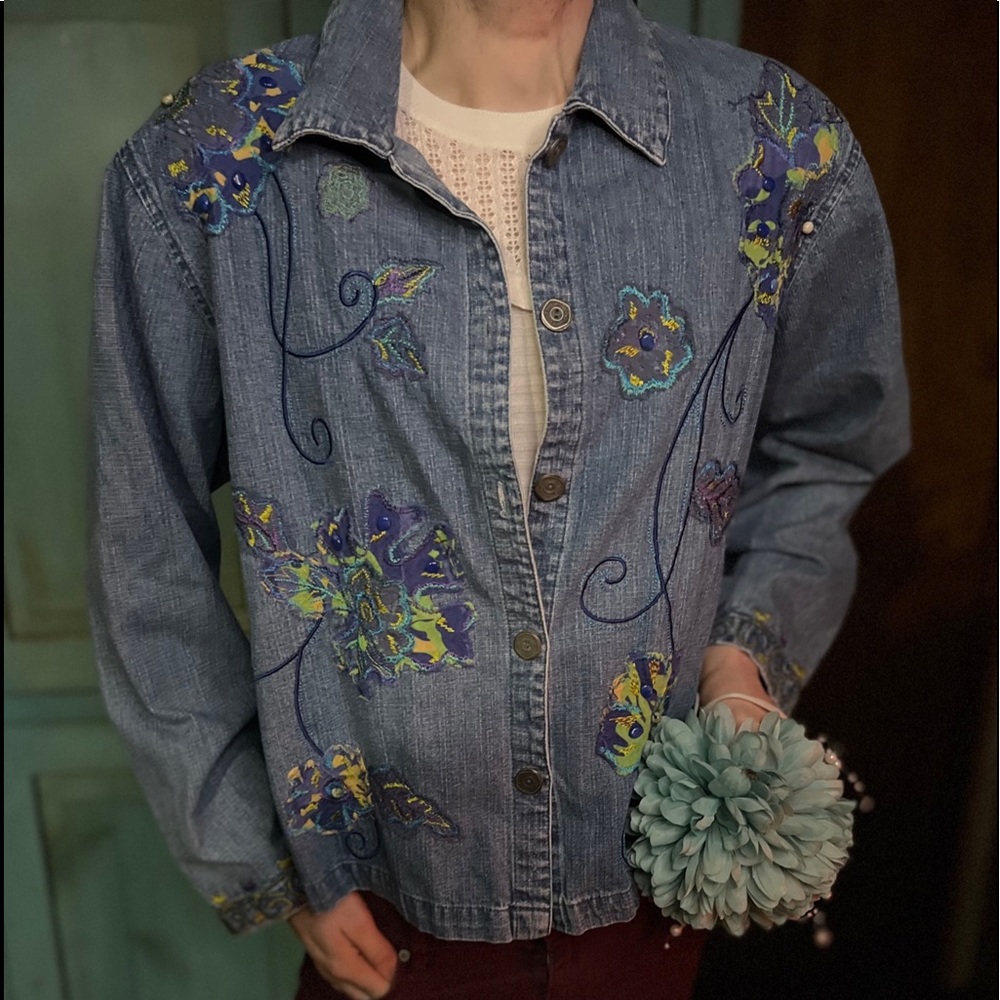 Tantrums Blue Floral Jean Jacket